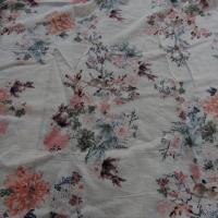 Voile coton oiseaux sur branches et fleurs 3 