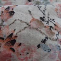 Voile coton oiseaux sur branches et fleurs 4 