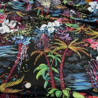 Voile coton soie noir palmiers 1 