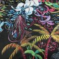 Voile coton soie noir palmiers 2