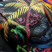 Voile coton soie noir palmiers 3 