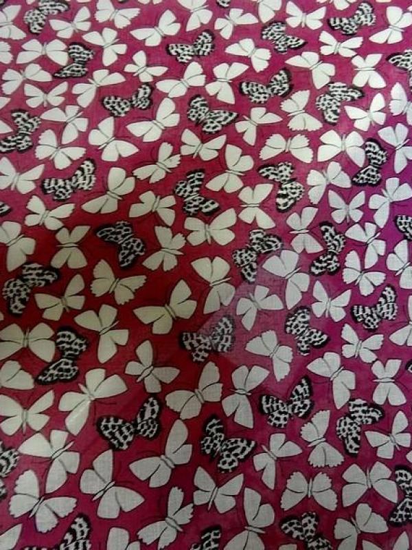 Voile de coton apprete fuchsia papillons 1 