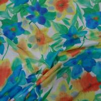 Voile de coton aquarelle de fleurs