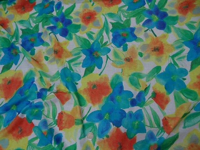 Voile de coton aquarelle de fleurs 2