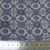 Voile de coton blanc motif bleu type provence 1 