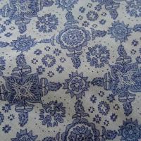 Voile de coton blanc motif bleu type provence 3 