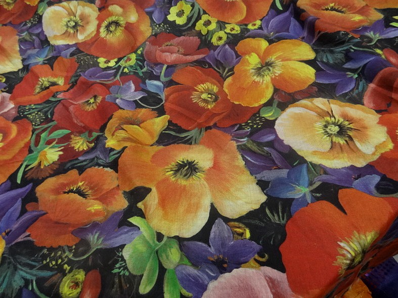 Voile de coton champs de coquelicots 1