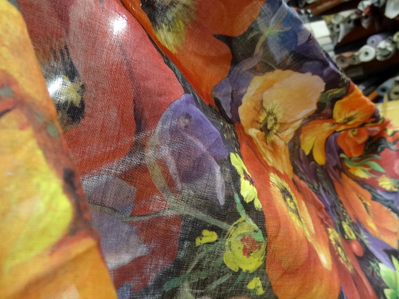 Voile de coton champs de coquelicots 3