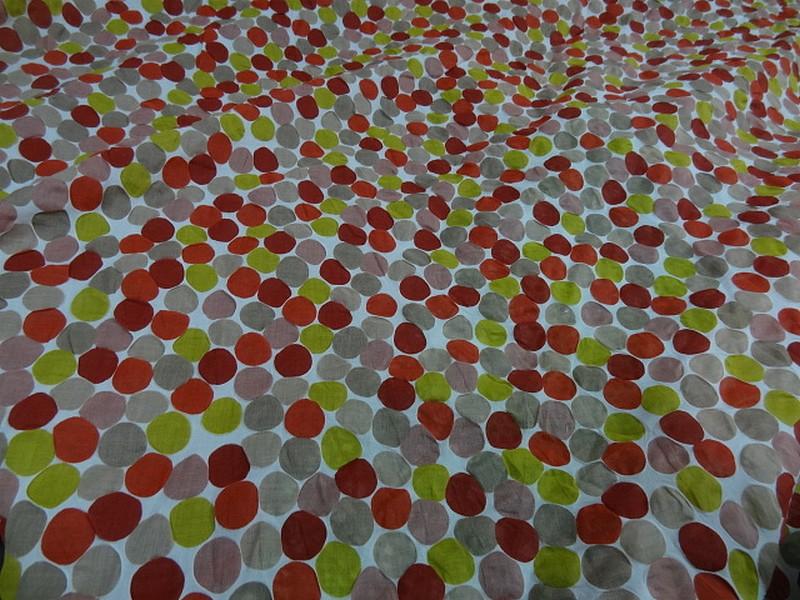 Voile de coton effet cloque a pois teintes en camaieu 2