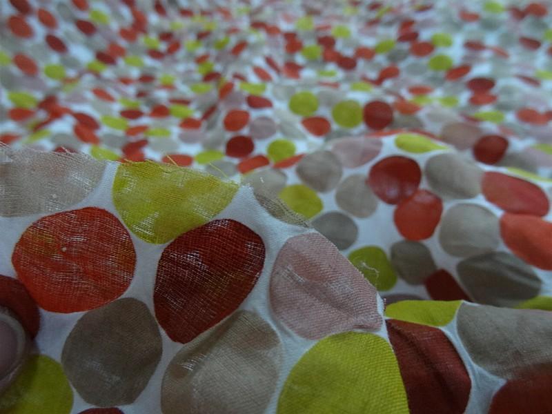 Voile de coton effet cloque a pois teintes en camaieu 6