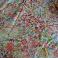 Voile de coton fleuri pistache capucine 1