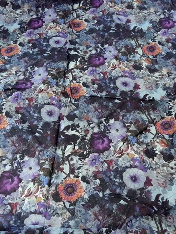 Voile de coton fleuri violet et lavande 1 