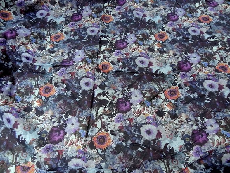 Voile de coton fleuri violet et lavande 1