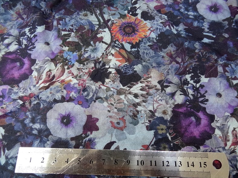 Voile de coton fleuri violet et lavande 2