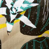 Voile de coton fond beige fleurs etoiles 2