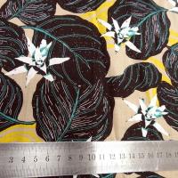 Voile de coton fond beige fleurs etoiles 4 