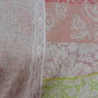 Voile de coton frises saumon capucine anis motifs soulignes or 2 