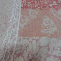 Voile de coton frises saumon capucine anis motifs soulignes or 3 