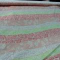 Voile de coton frises saumon capucine anis motifs soulignes or