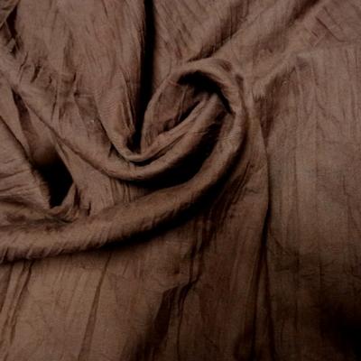 Voile de coton froisse plisse acajou 1 