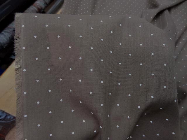 Voile de coton melange chataigne clair pois blanc 0 3