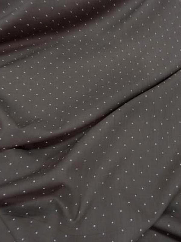 Voile de coton melange taupe clair pois blanc 0 4 