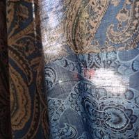 Voile de coton motif cachemire bleu et taupe 4 
