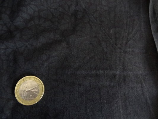 Voile coton noir imprimé fleurs anthracite 02