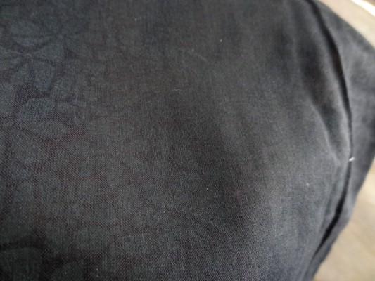 Voile coton noir imprimé fleurs anthracite 03