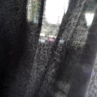 Voile coton noir imprimé fleurs anthracite 04