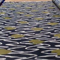 Voile de coton noir motifs kaki et blanc 2 