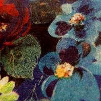 Voile de coton roses de jardin tons bleus 2