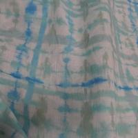 Voile de coton tie and dye blanc et aigue marine 1