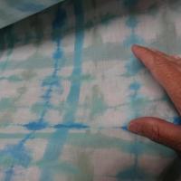 Voile de coton tie and dye blanc et aigue marine 3