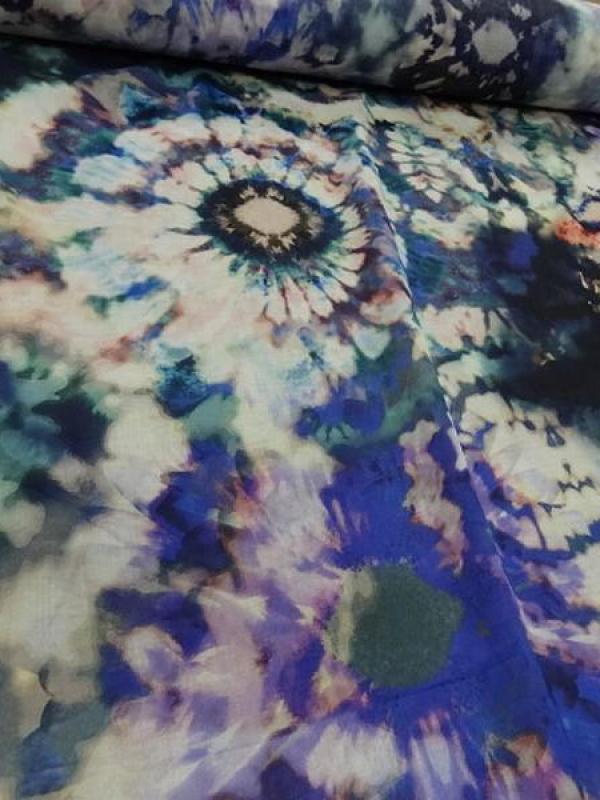 Voile de coton tie and dye bleu outremer lumineux 1 