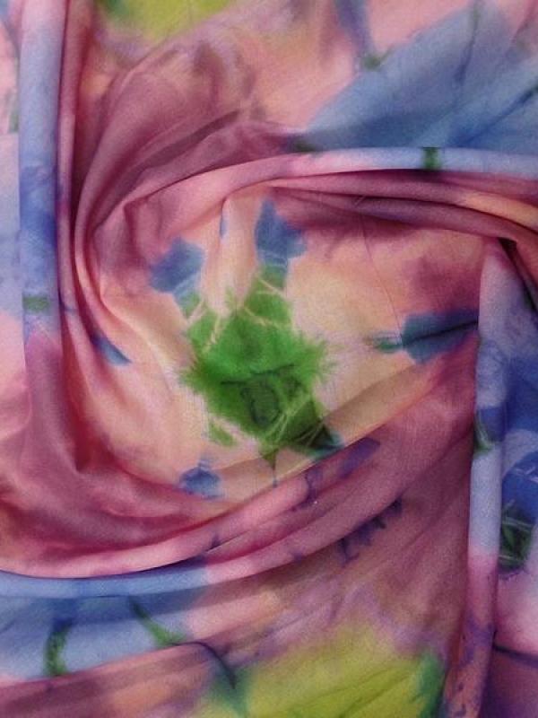Voile de coton tie and dye eclats fond rose violace 5 