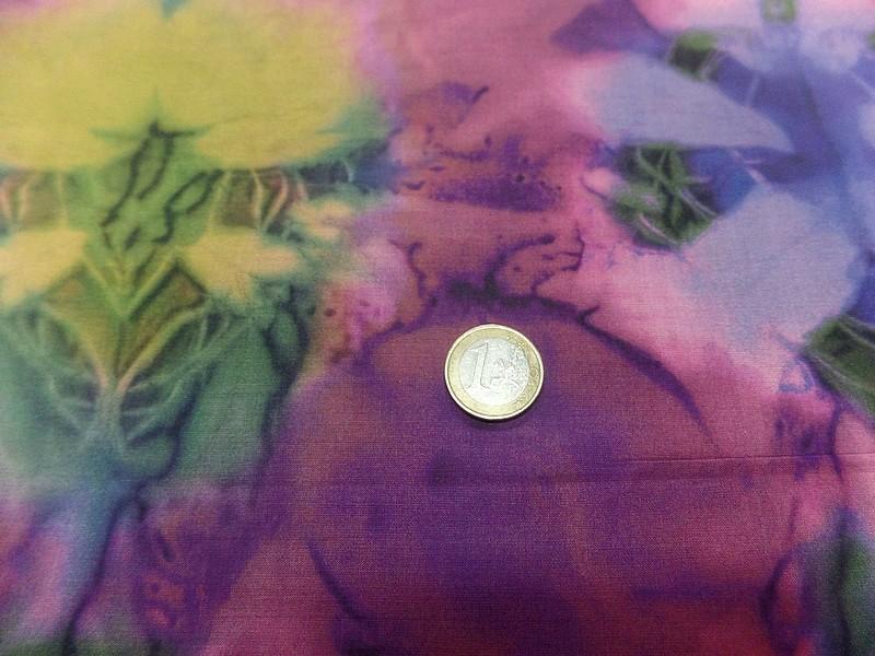 Voile de coton tie and dye eclats fond rose violace 6