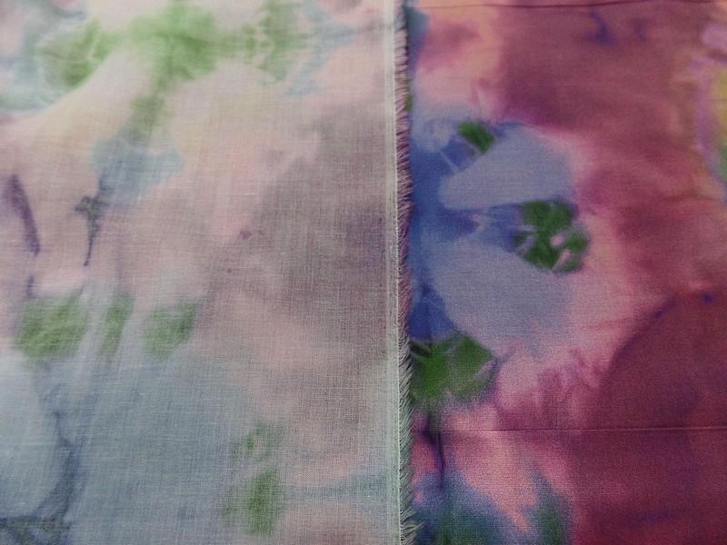 Voile de coton tie and dye eclats fond rose violace 9