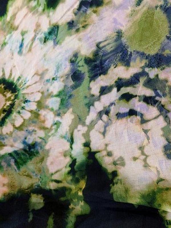 Voile de coton tie and dye kaki