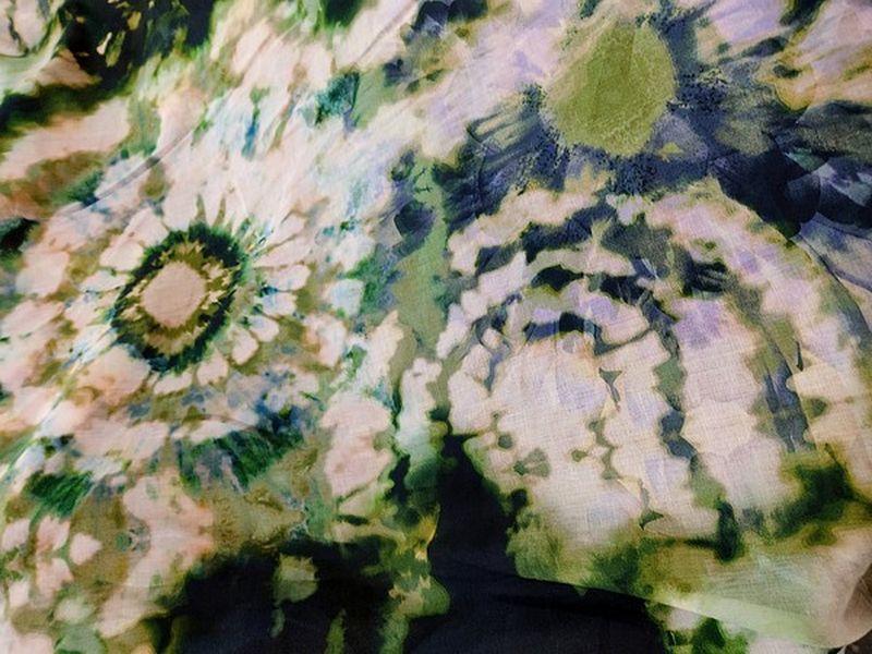 Voile de coton tie and dye kaki