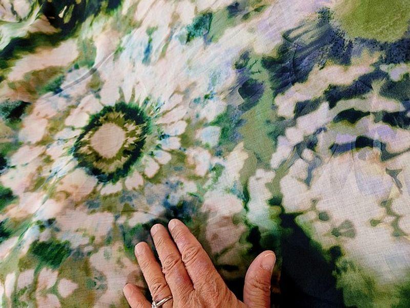 Voile de coton tie and dye kaki1