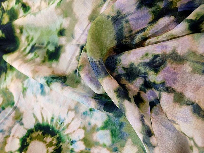 Voile de coton tie and dye kaki4