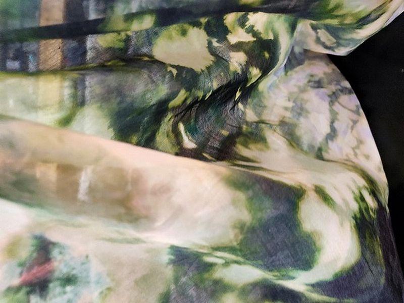 Voile de coton tie and dye kaki5