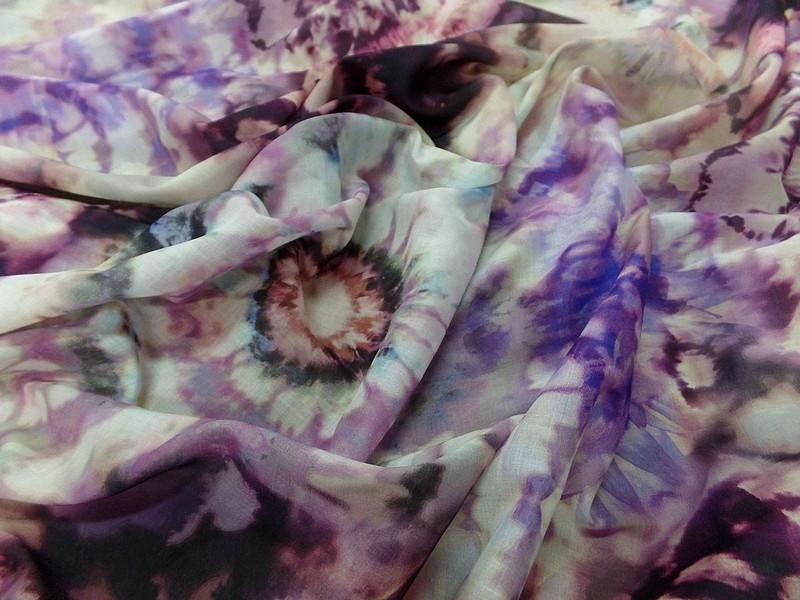 Voile de coton tie and dye prune violet 5