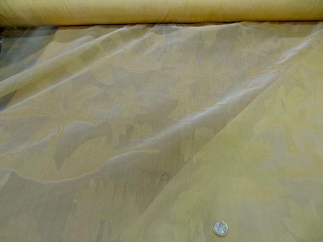 organza de soie palmiers jaune pale
