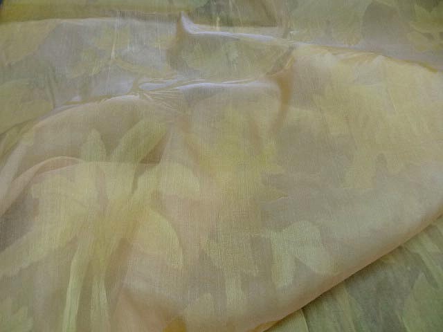 organza de soie palmiers jaune pale 1