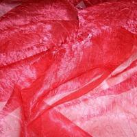 Voile de soie polyester froisse permanent rouge a reflets2