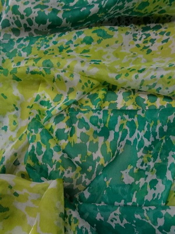 Voile de soie tachetee vert et vert anis 2 