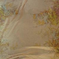 Voile de viscose soie teinte bisque motif fouilli de fleurs 1 1