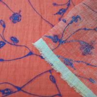 Voile organza superpose coton saumon motif bleu lumineux 2 